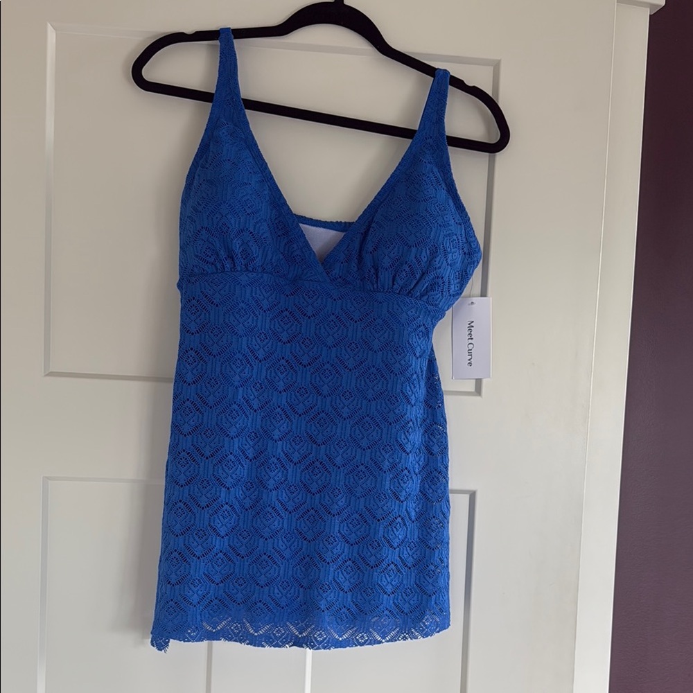 Elegant Blue Lace Swim Dress